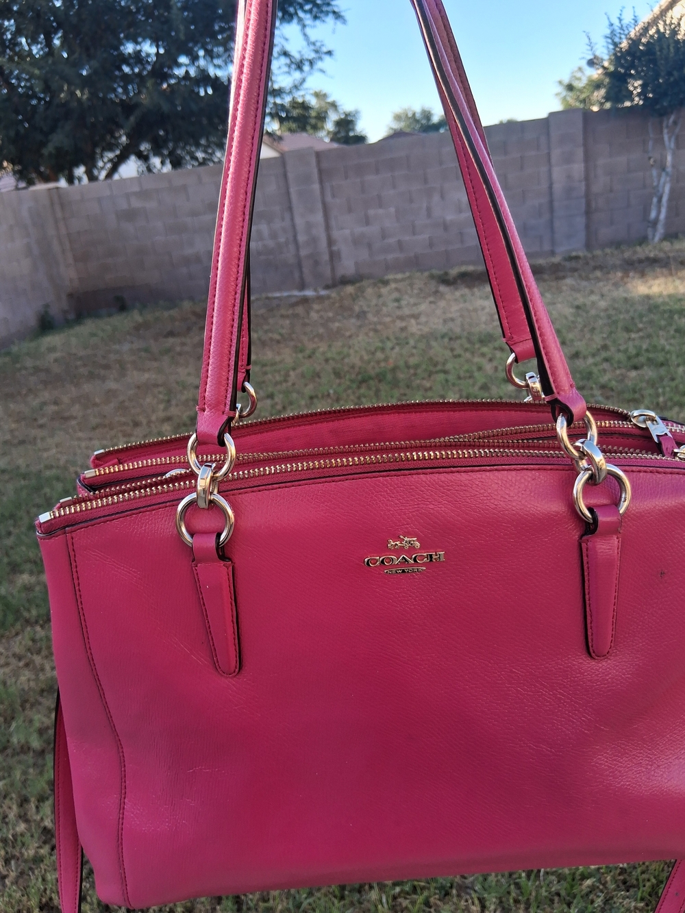 Coach Pink Leather Tote Bag
